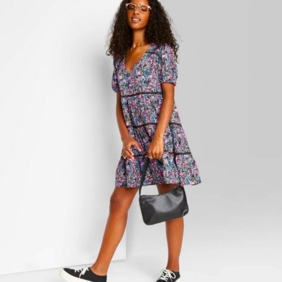 Wild Fable Ebony Floral Short Dress Size Small NWT - Picture 3 of 8